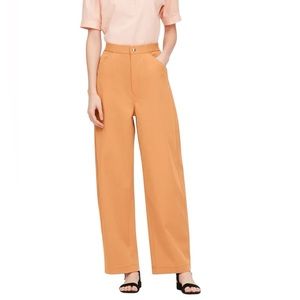 Uniqlo U Women Wide-Fit Curved Twill Jersey Trousers Rust Orange Size 26